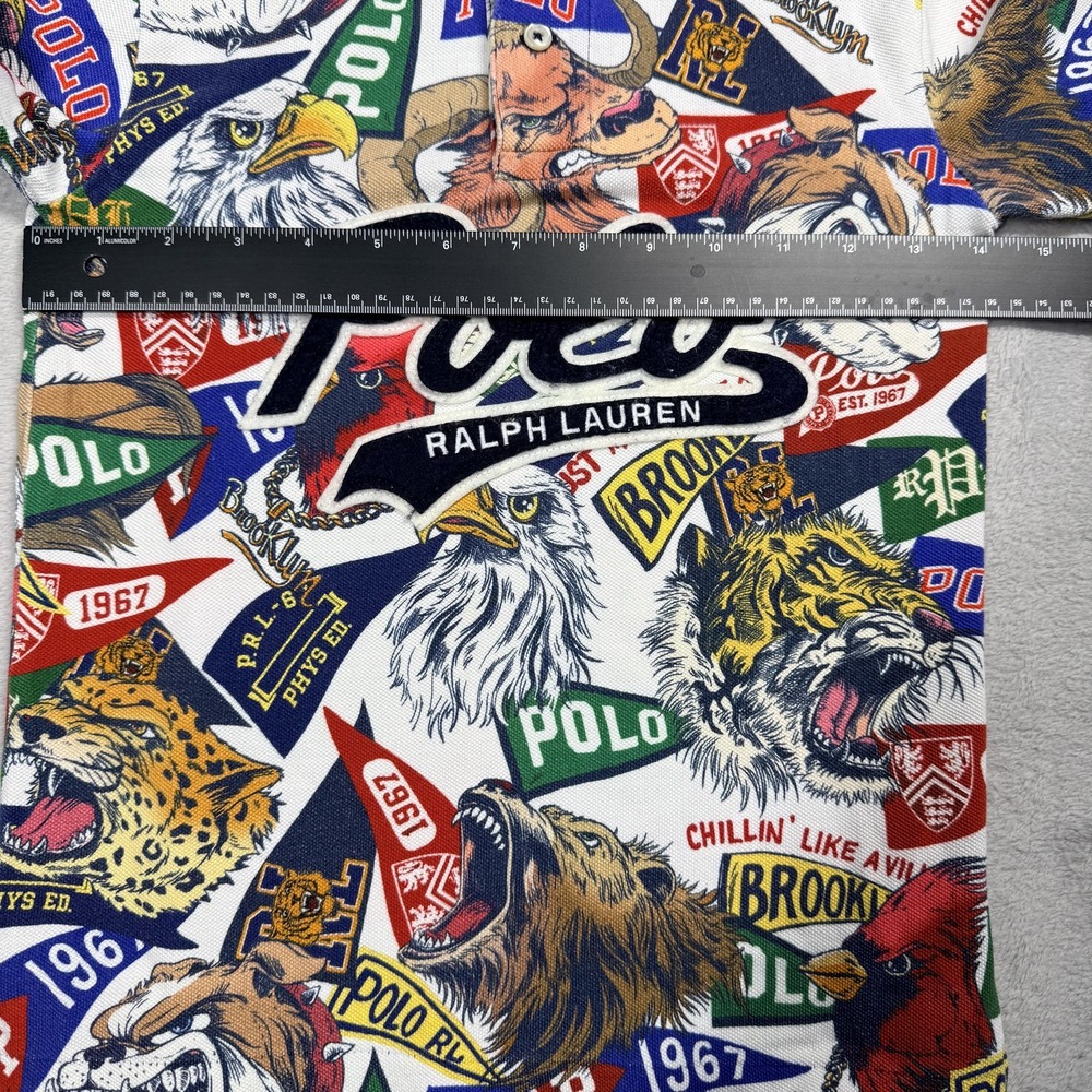 Polo Ralph Lauren Polo Shirt Boys 8 Multicolor All Over Print Chenille Logo - Picture 5 of 12